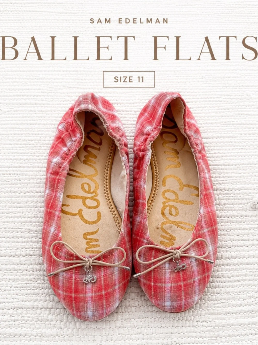 Sam Edelman Felicia Plaid Ballet Flats Pink Plaid Size 3